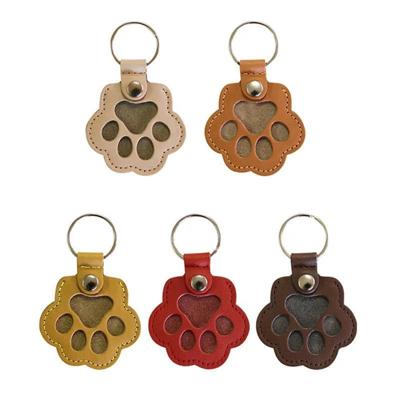 Memorial Leather Pet Hair Storage Bag Cat Paw Keychain Multifunctional Portable Keychain
