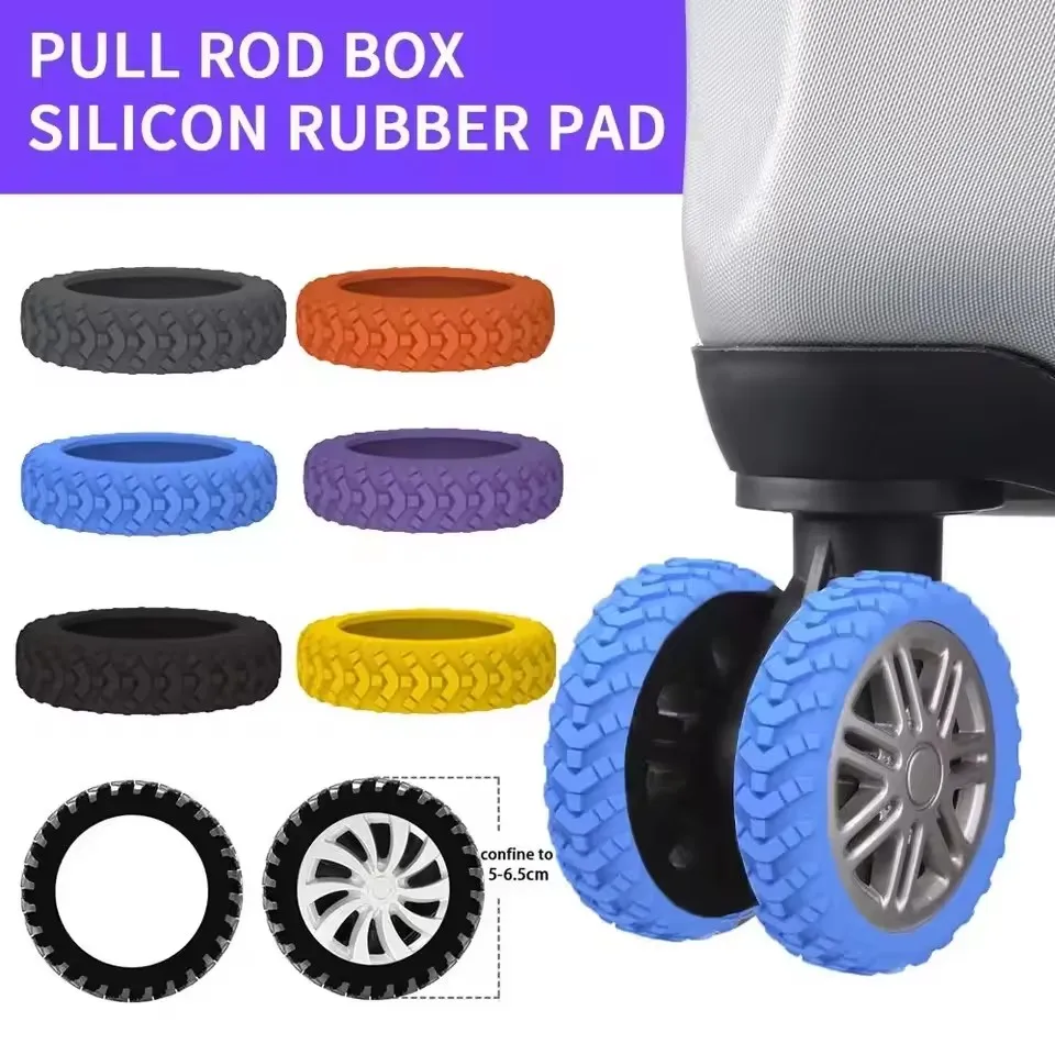 8pcs Reduce Noise Trolley Box Casters Cover Silicone Suitcase Wheels Protection Cover Reduce Noise Travel Luggage Caster Shoes