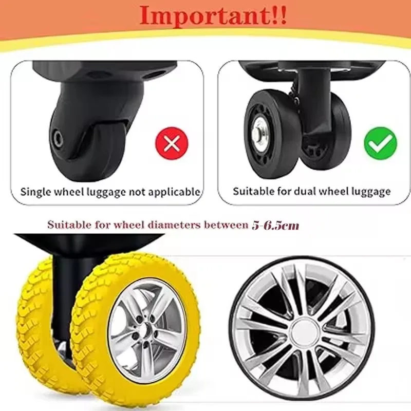 8pcs Reduce Noise Trolley Box Casters Cover Silicone Suitcase Wheels Protection Cover Reduce Noise Travel Luggage Caster Shoes