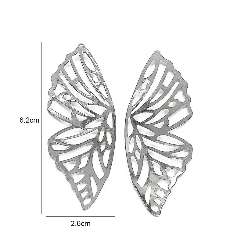 New Personality Metal Drop Earrings for Women Irregular Exaggerated Gold Color Geometric Hollow Butterfly Earrings Pendientes