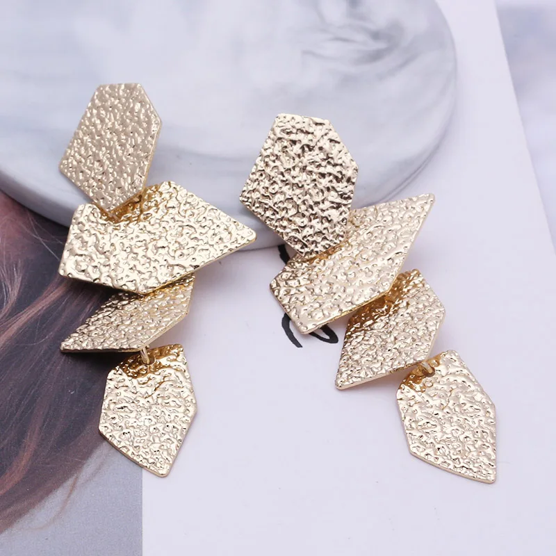 New Personality Metal Drop Earrings for Women Irregular Exaggerated Gold Color Geometric Hollow Butterfly Earrings Pendientes