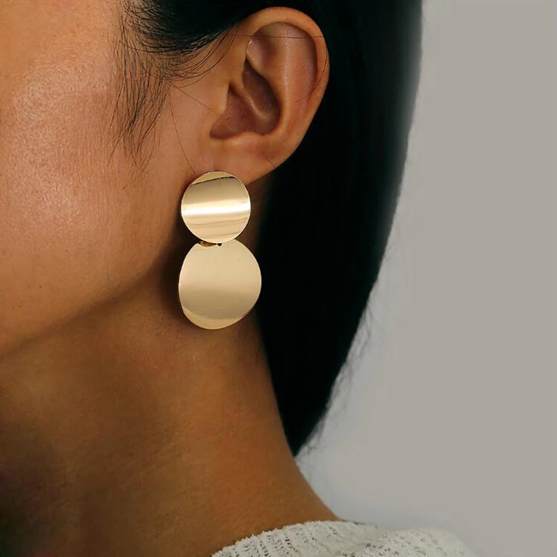 New Personality Metal Drop Earrings for Women Irregular Exaggerated Gold Color Geometric Hollow Butterfly Earrings Pendientes