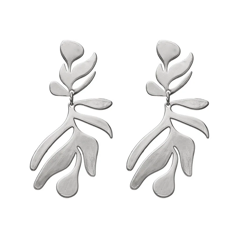 New Personality Metal Drop Earrings for Women Irregular Exaggerated Gold Color Geometric Hollow Butterfly Earrings Pendientes