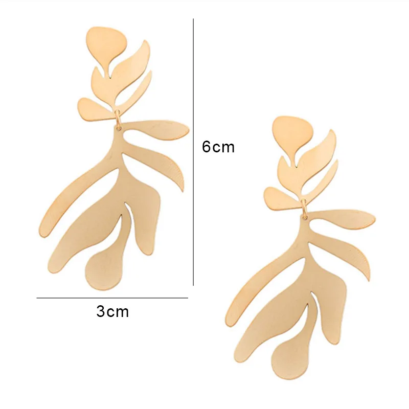 New Personality Metal Drop Earrings for Women Irregular Exaggerated Gold Color Geometric Hollow Butterfly Earrings Pendientes