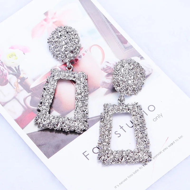 New Personality Metal Drop Earrings for Women Irregular Exaggerated Gold Color Geometric Hollow Butterfly Earrings Pendientes
