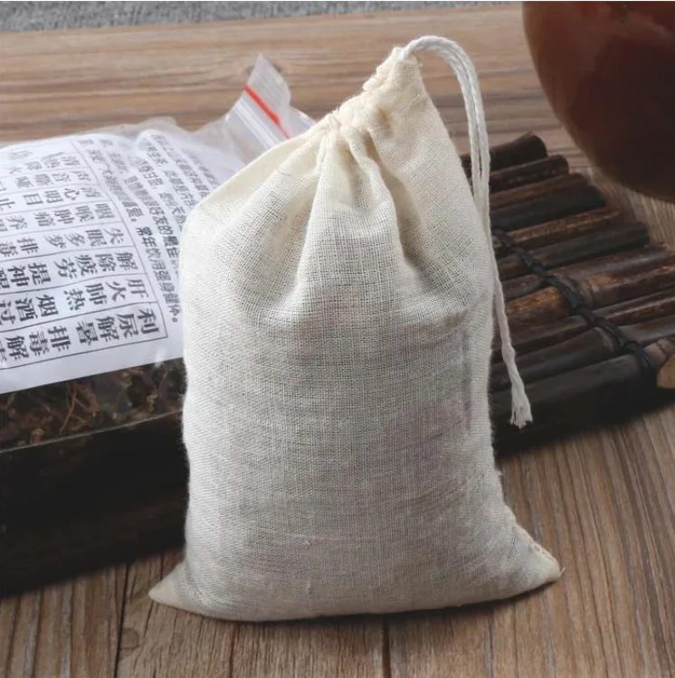 5 PC Cotton Muslin Drawstring Bag For Home Brew Wine Beer Sieve Juice Vegetable Coffee Filter Cooking Herbs Tea Gift Packaging