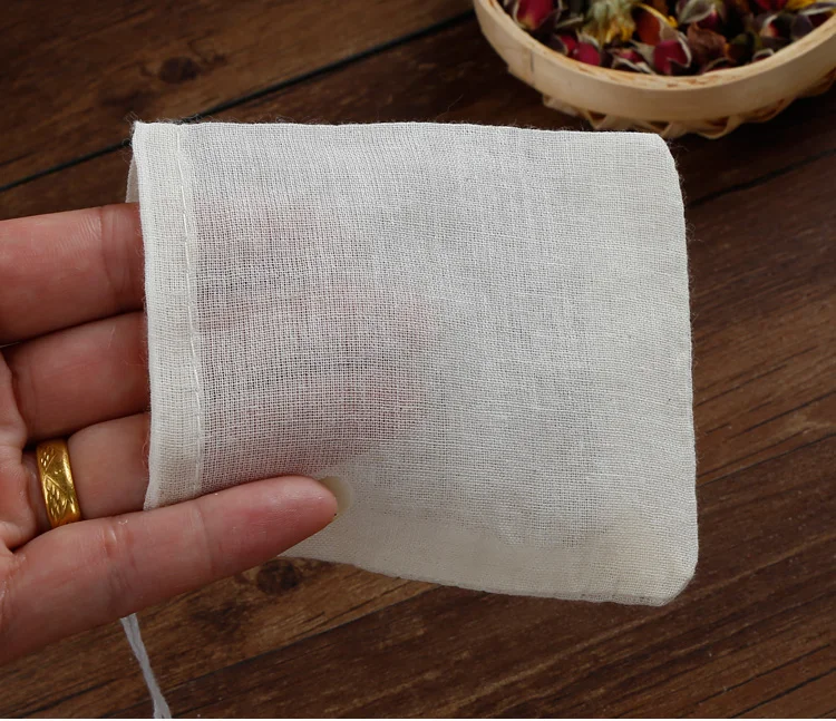 5 PC Cotton Muslin Drawstring Bag For Home Brew Wine Beer Sieve Juice Vegetable Coffee Filter Cooking Herbs Tea Gift Packaging