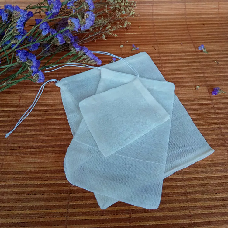 5 PC Cotton Muslin Drawstring Bag For Home Brew Wine Beer Sieve Juice Vegetable Coffee Filter Cooking Herbs Tea Gift Packaging