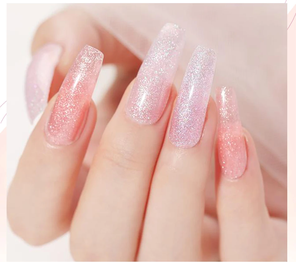 BORN PRETTY 30ml Glitter Acrylic Gel Finger Extension Nail Polish Silver Pink Extension Gel Polish Soak Off Nail Slip Solution