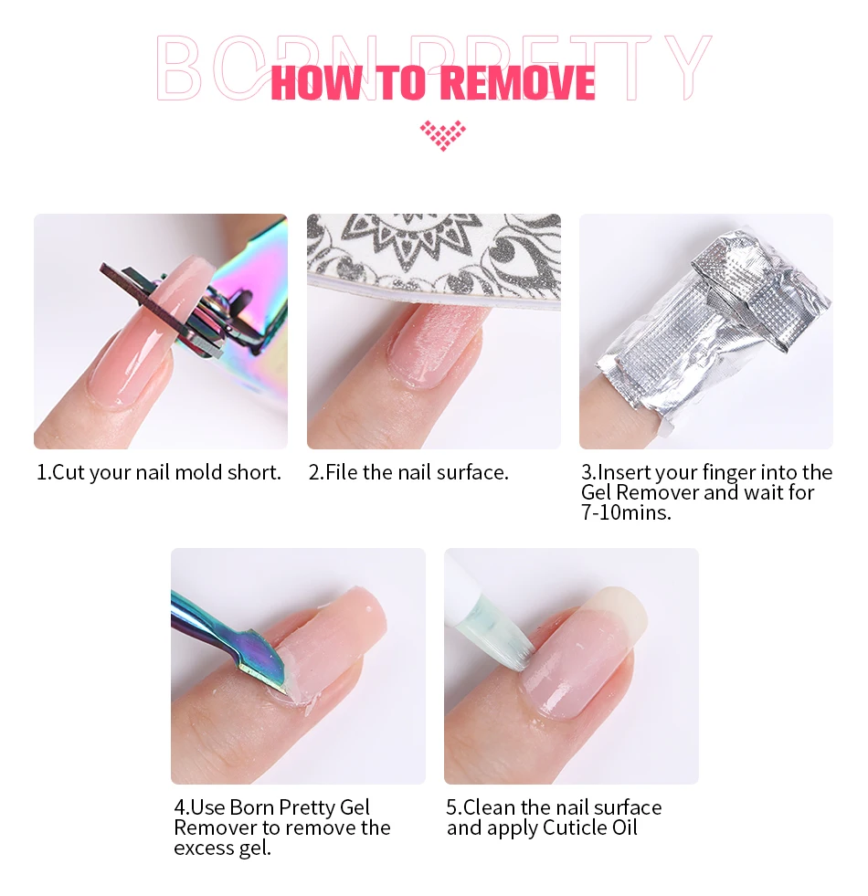 BORN PRETTY 30ml Glitter Acrylic Gel Finger Extension Nail Polish Silver Pink Extension Gel Polish Soak Off Nail Slip Solution