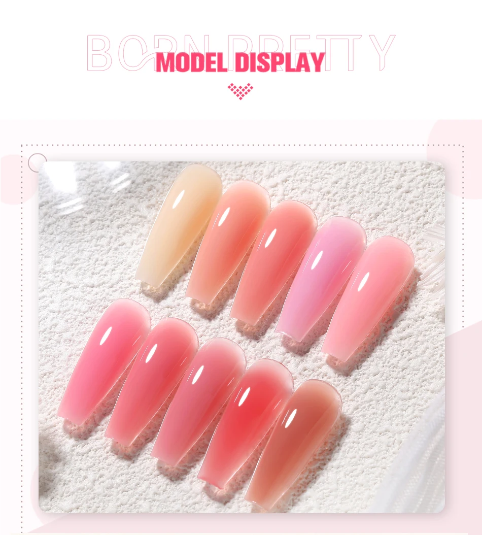 BORN PRETTY 30ml Glitter Acrylic Gel Finger Extension Nail Polish Silver Pink Extension Gel Polish Soak Off Nail Slip Solution