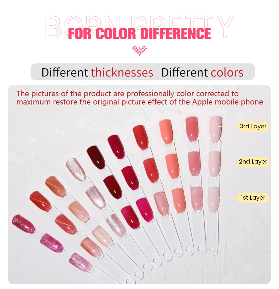 BORN PRETTY 30ml Glitter Acrylic Gel Finger Extension Nail Polish Silver Pink Extension Gel Polish Soak Off Nail Slip Solution
