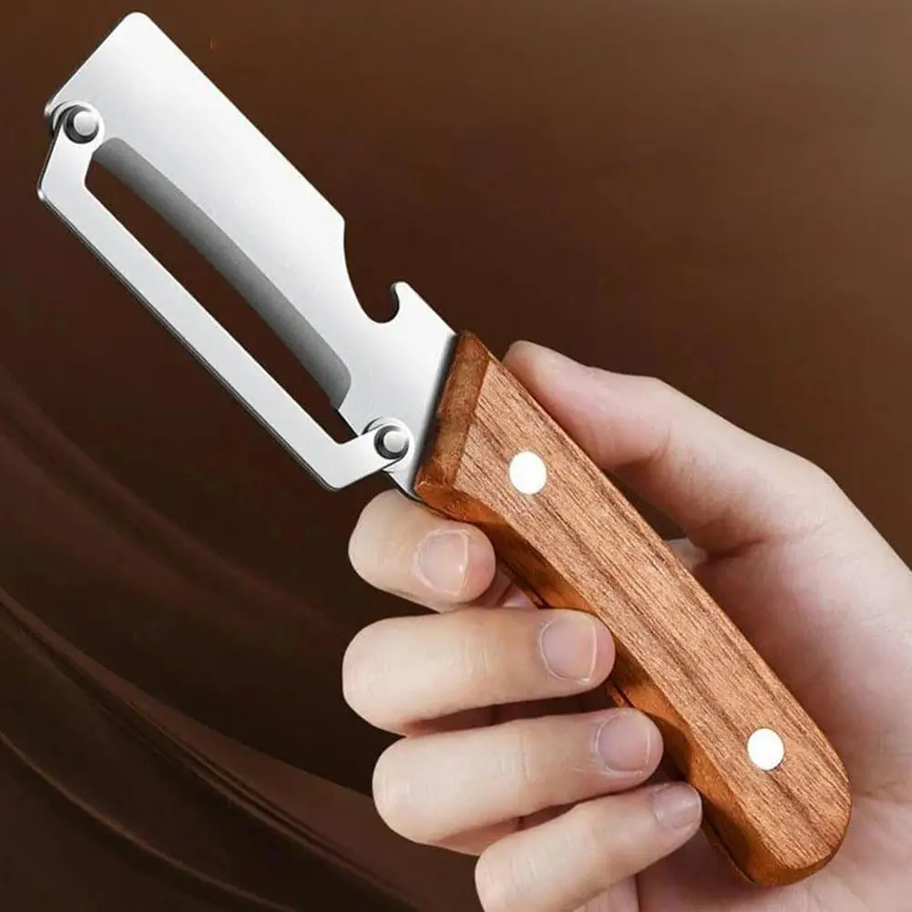 Stainless steel peeler with wooden handle for peeling and slicing fruits and vegetables | Durable and smooth operation