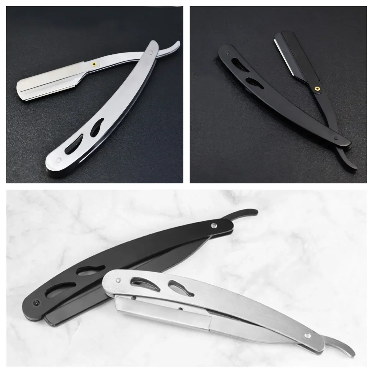 1/2/4Pcs Professional Manual Shaver Straight Edge Stainless Steel Barber Razor Men Folding Shaving Shave Beard Cutter