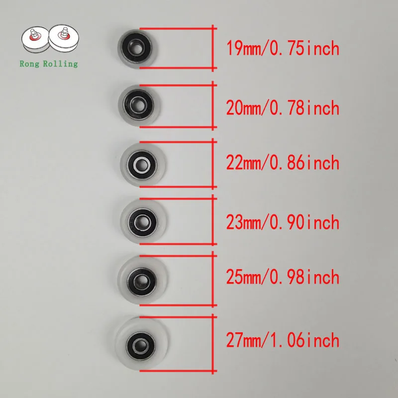 Bathroom Door Runner Sliding Shower Door Roller/Wheels/Runner Outside Diameter 19mm/20mm/22mm/23mm/25mm/27mm Bearing Bore 5mm.