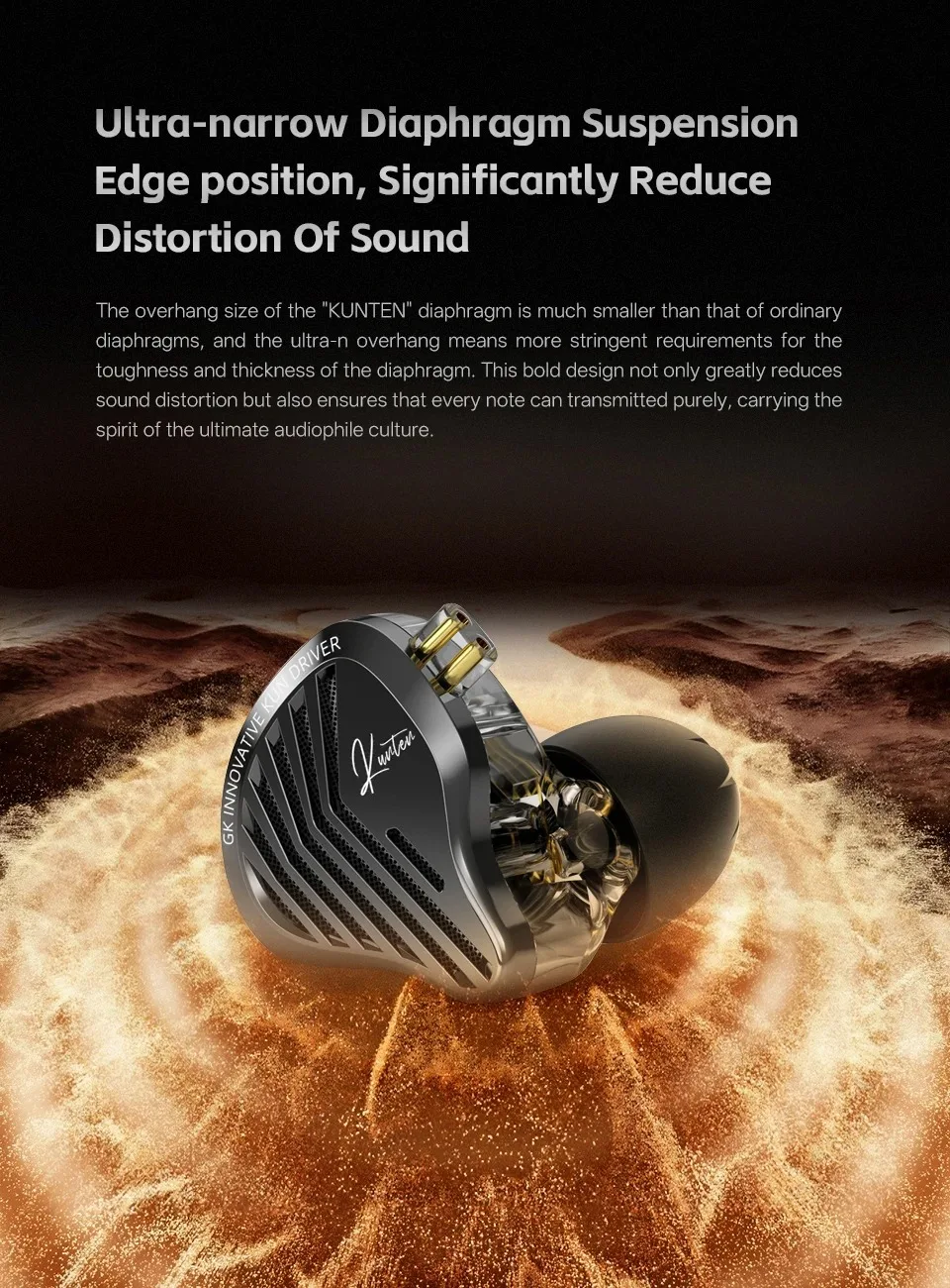 Kz Gk Kunten 1DD Dynamic Drive Earphone Hifi IEMs In Ear Earbuds 2pin Detachable Cable Metal Gamer Audiophile Headset