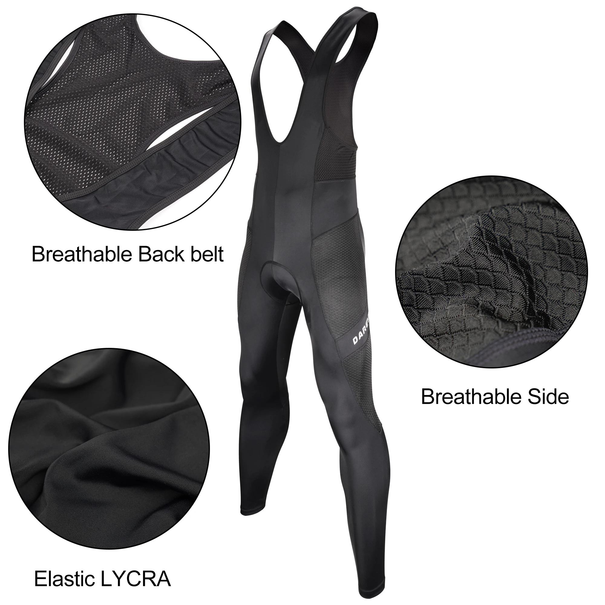 DAREVIE Cycling Bib Pants PRO Level Summer Not Winter Men Gel Pad Cycling Long Bib Pants Men's Cycling Pants Tight Trousers