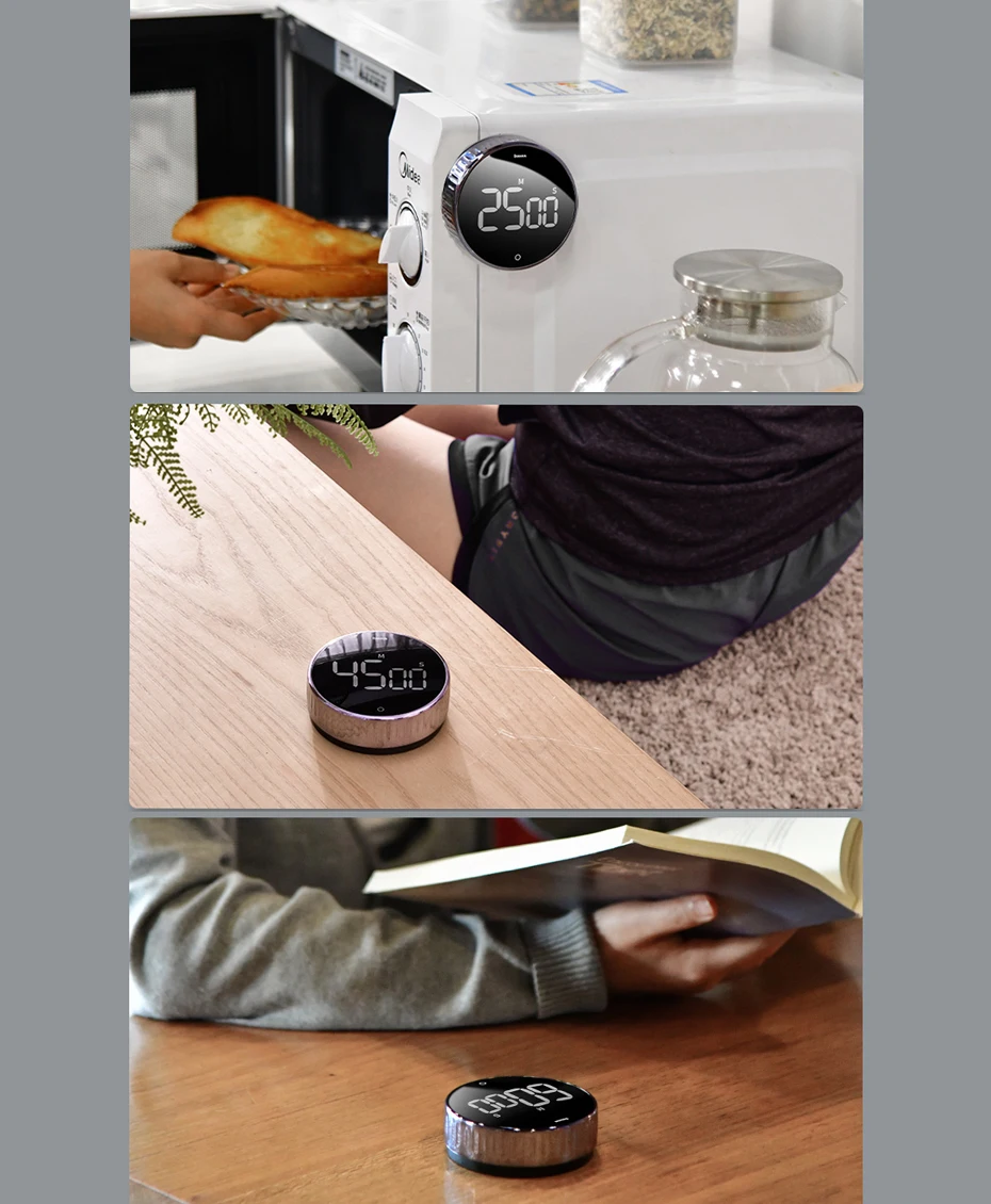 Baseus Magnetic Kitchen Timer Rotation Countdown Digital Timer Alarm Cooking Timer Clock Study Baking Reminder Stopwatch Clock
