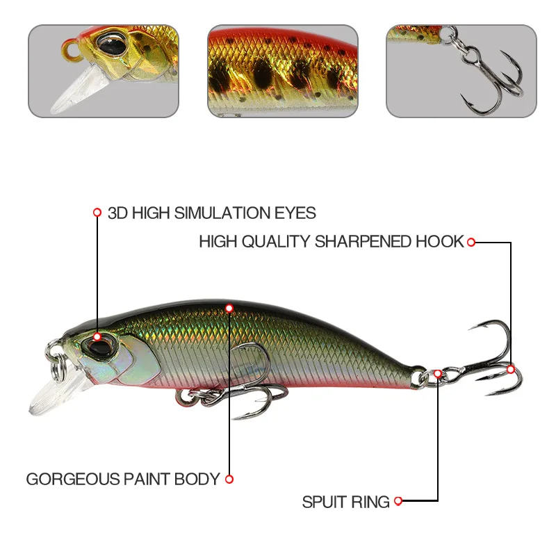 2023 Hot 50Mm 5G Mini Sinking Minnow Fishing Lures Jerkbaits Peche Artificial Bait Wobbler Lure for Trout Bass Carp Fishing
