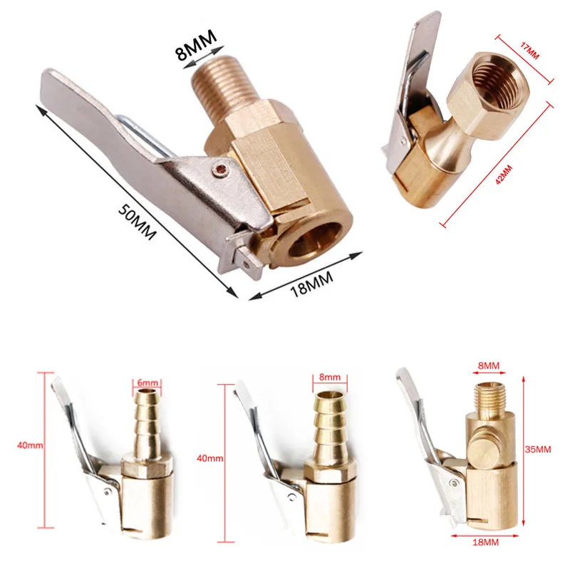 Car Air Pump Thread Nozzle Adapter 8MM Tyre Wheel Tire Air Chuck Inflator Pump Valve Clip Clamp Connector Adapter