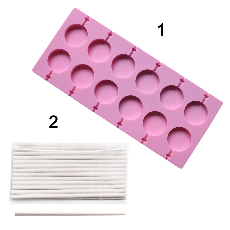 Round Shape Silicone Mold Lollipop Mould Children Kids DIY Baking Tools for Chocolate Candy Biscuit Home Kitchen Accessories
