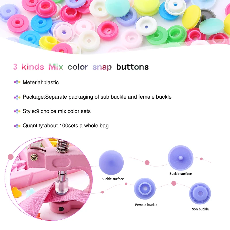 Wholesale T5 Plastic Snap Buttons For Clothing DIY Garment Press Stud Fasteners Used to Kids diapers/Bibs/Bags/Folder/