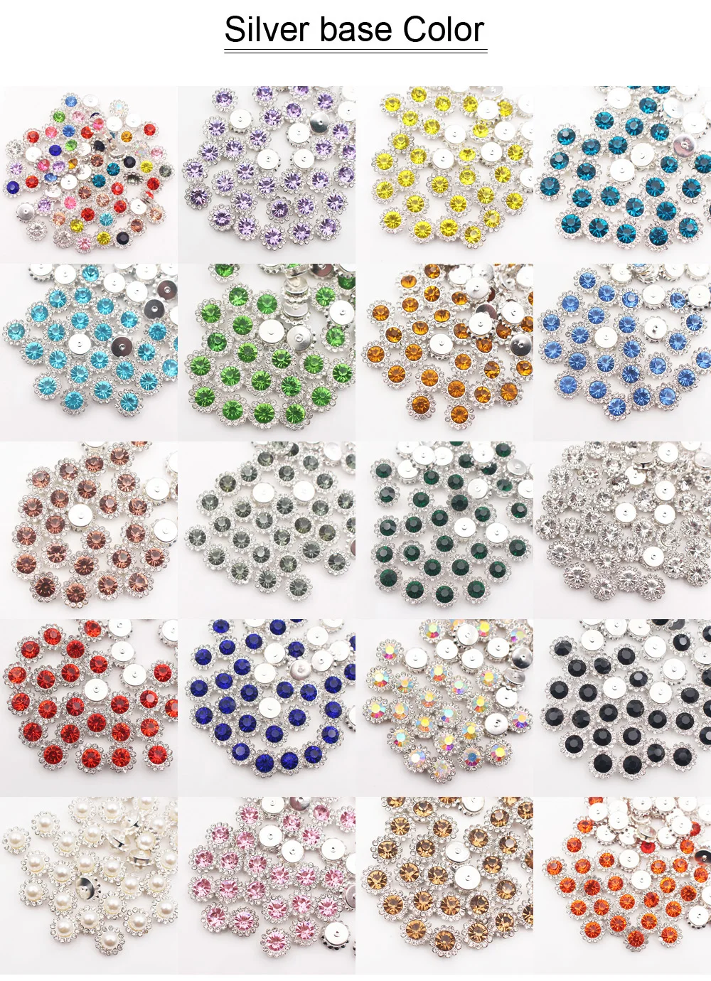 8mm-12mm Claw Rhinestones Pearl Stones Sew On Crystals Glass Beads Silver Base Stones Stass Trim Sewing Accessories Craft Gems