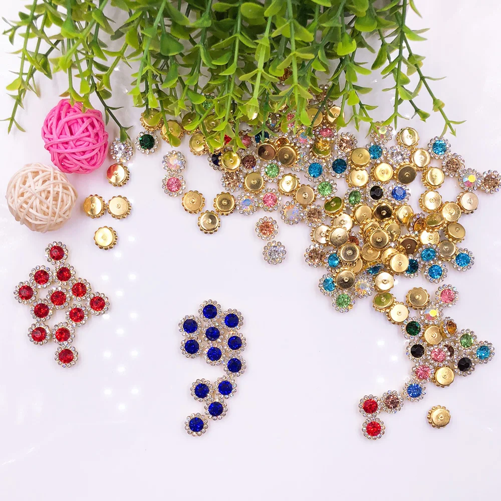 8mm-12mm Claw Rhinestones Pearl Stones Sew On Crystals Glass Beads Silver Base Stones Stass Trim Sewing Accessories Craft Gems