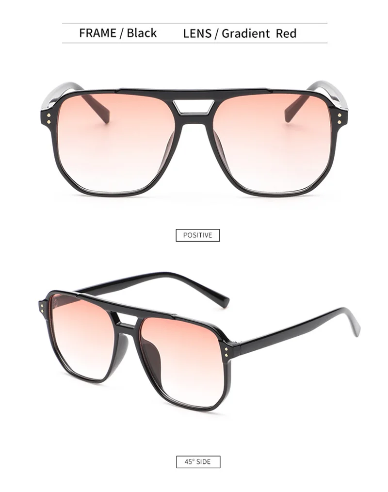 SHAUNA Retro Double Bridges Square Sunglasses Women Fashion Rivets Decoration Eyewear Shades UV400 Men Trending Sun Glasses