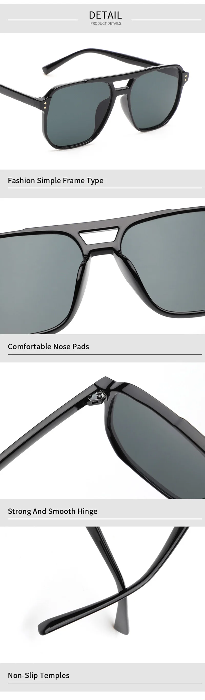 SHAUNA Retro Double Bridges Square Sunglasses Women Fashion Rivets Decoration Eyewear Shades UV400 Men Trending Sun Glasses