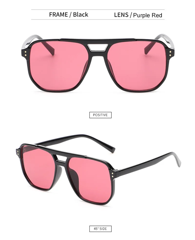 SHAUNA Retro Double Bridges Square Sunglasses Women Fashion Rivets Decoration Eyewear Shades UV400 Men Trending Sun Glasses