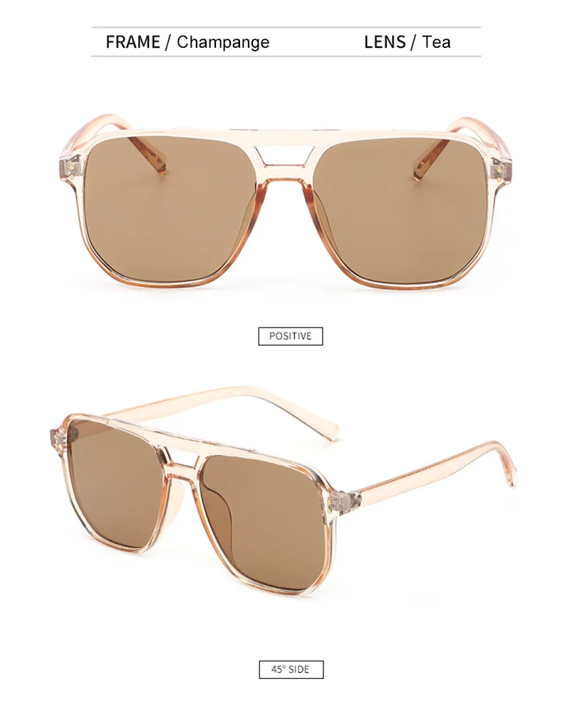 SHAUNA Retro Double Bridges Square Sunglasses Women Fashion Rivets Decoration Eyewear Shades UV400 Men Trending Sun Glasses