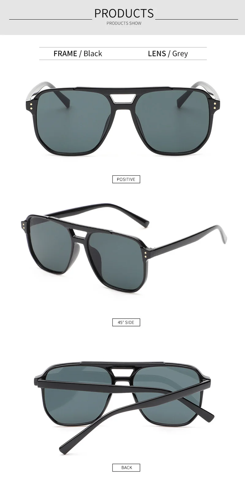 SHAUNA Retro Double Bridges Square Sunglasses Women Fashion Rivets Decoration Eyewear Shades UV400 Men Trending Sun Glasses