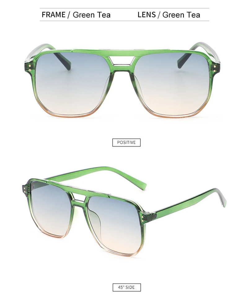 SHAUNA Retro Double Bridges Square Sunglasses Women Fashion Rivets Decoration Eyewear Shades UV400 Men Trending Sun Glasses