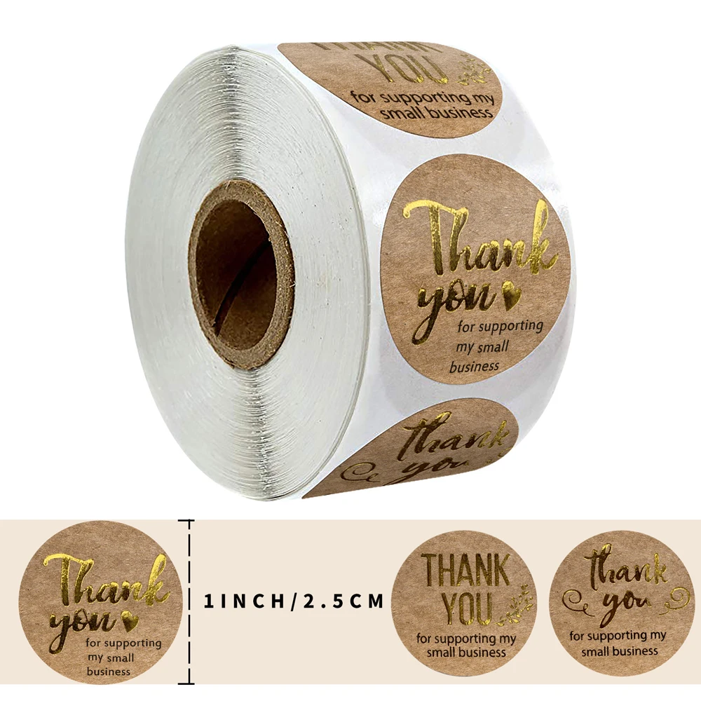 100-500pcs Rose Gold Foil 'Thank You' Stickers for Small Business Gift Seal Shipping Labels Envelope Decoration