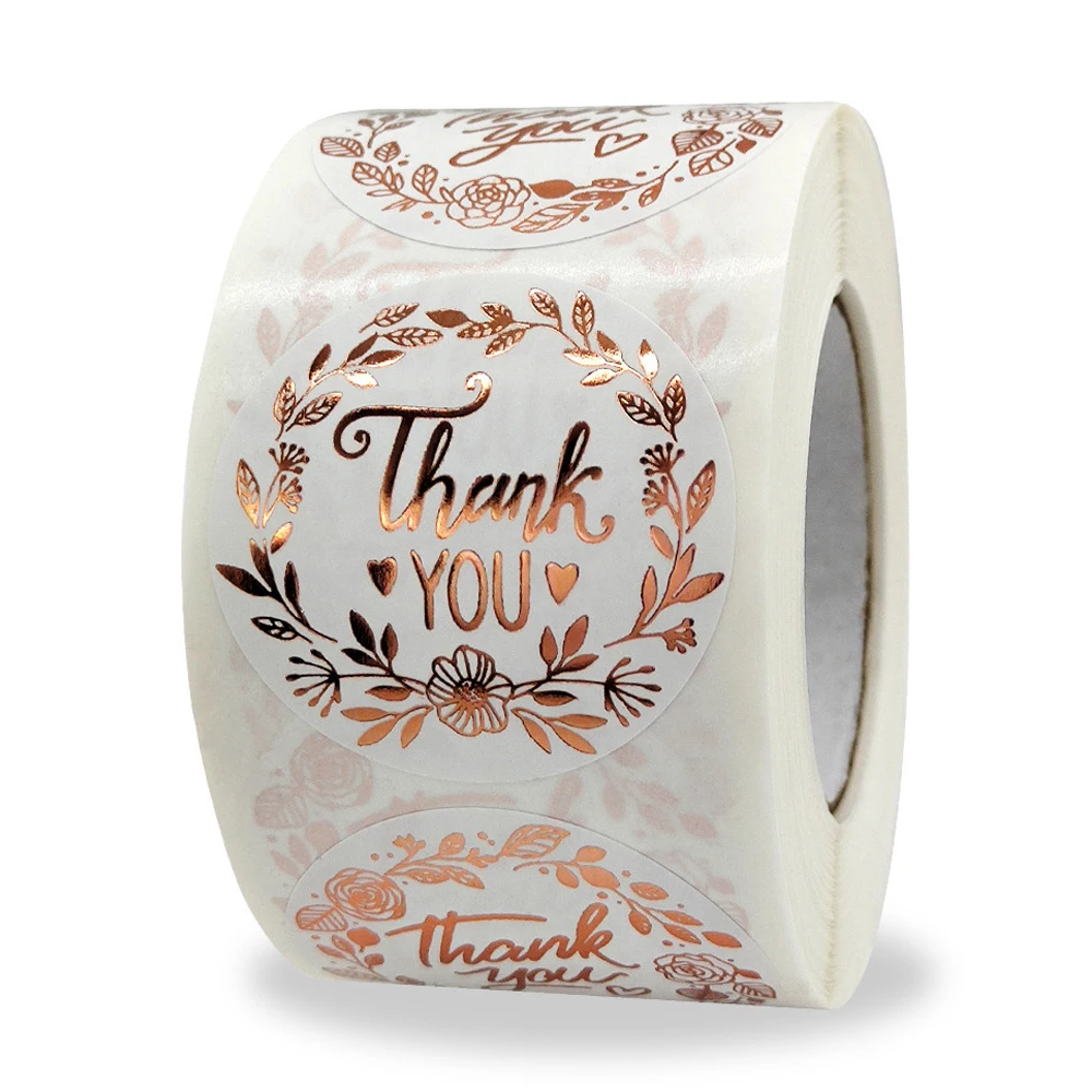 100-500pcs Rose Gold Foil 'Thank You' Stickers for Small Business Gift Seal Shipping Labels Envelope Decoration