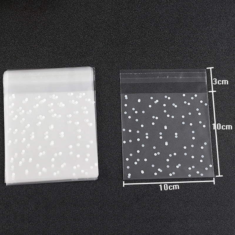 100pcs/lot Translucent Dots Plastic Cookie Packaging Bags Cupcake Wrapper Self Adhesive Bags Birthday Party Wedding Decorations