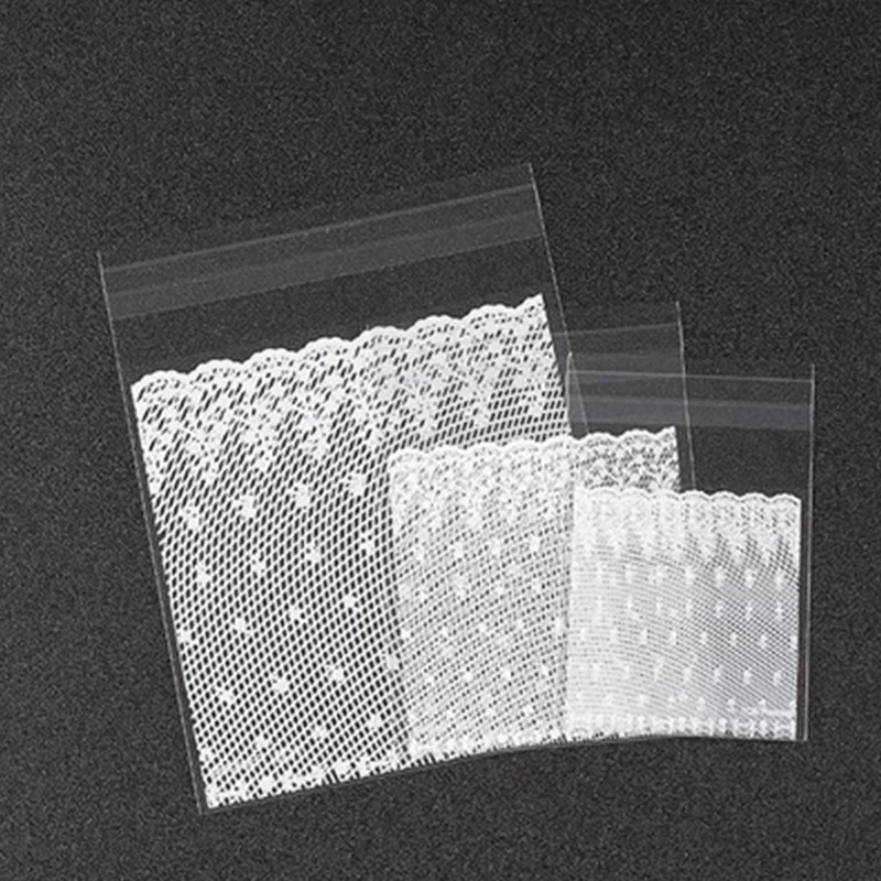100pcs/lot Translucent Dots Plastic Cookie Packaging Bags Cupcake Wrapper Self Adhesive Bags Birthday Party Wedding Decorations