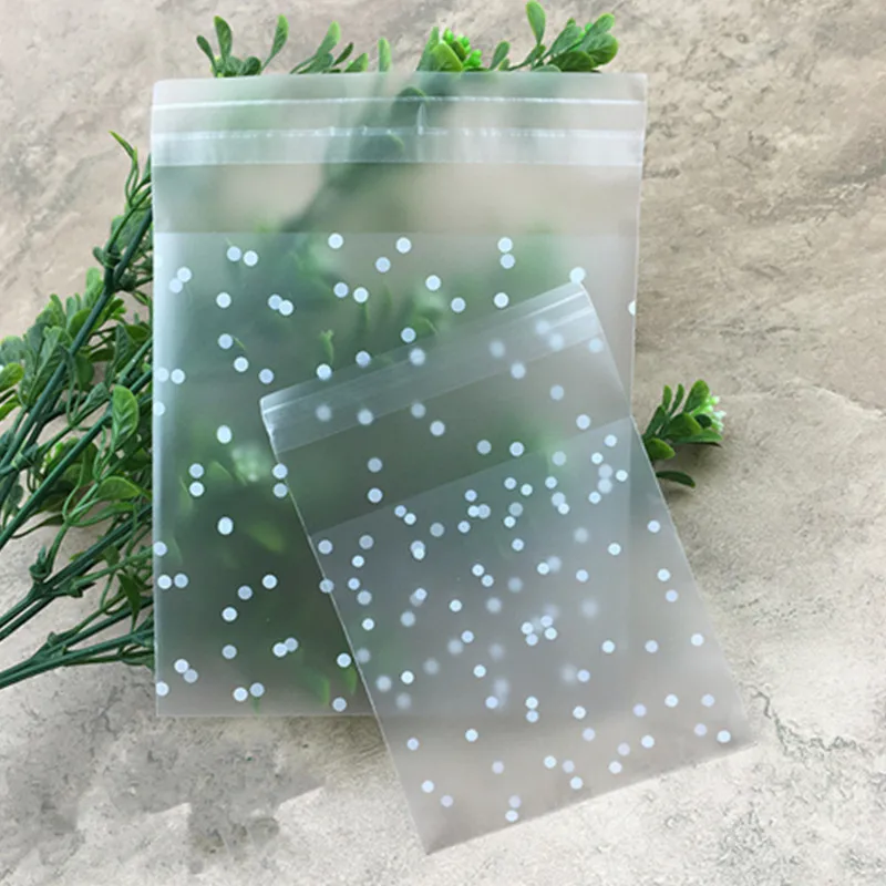 100pcs/lot Translucent Dots Plastic Cookie Packaging Bags Cupcake Wrapper Self Adhesive Bags Birthday Party Wedding Decorations