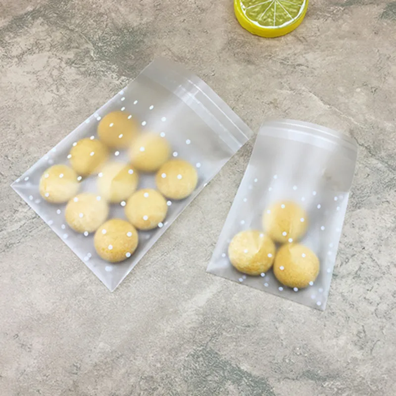 100pcs/lot Translucent Dots Plastic Cookie Packaging Bags Cupcake Wrapper Self Adhesive Bags Birthday Party Wedding Decorations
