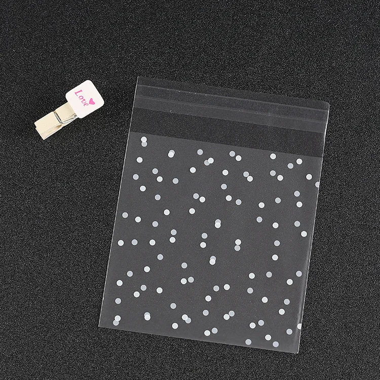 100pcs/lot Translucent Dots Plastic Cookie Packaging Bags Cupcake Wrapper Self Adhesive Bags Birthday Party Wedding Decorations