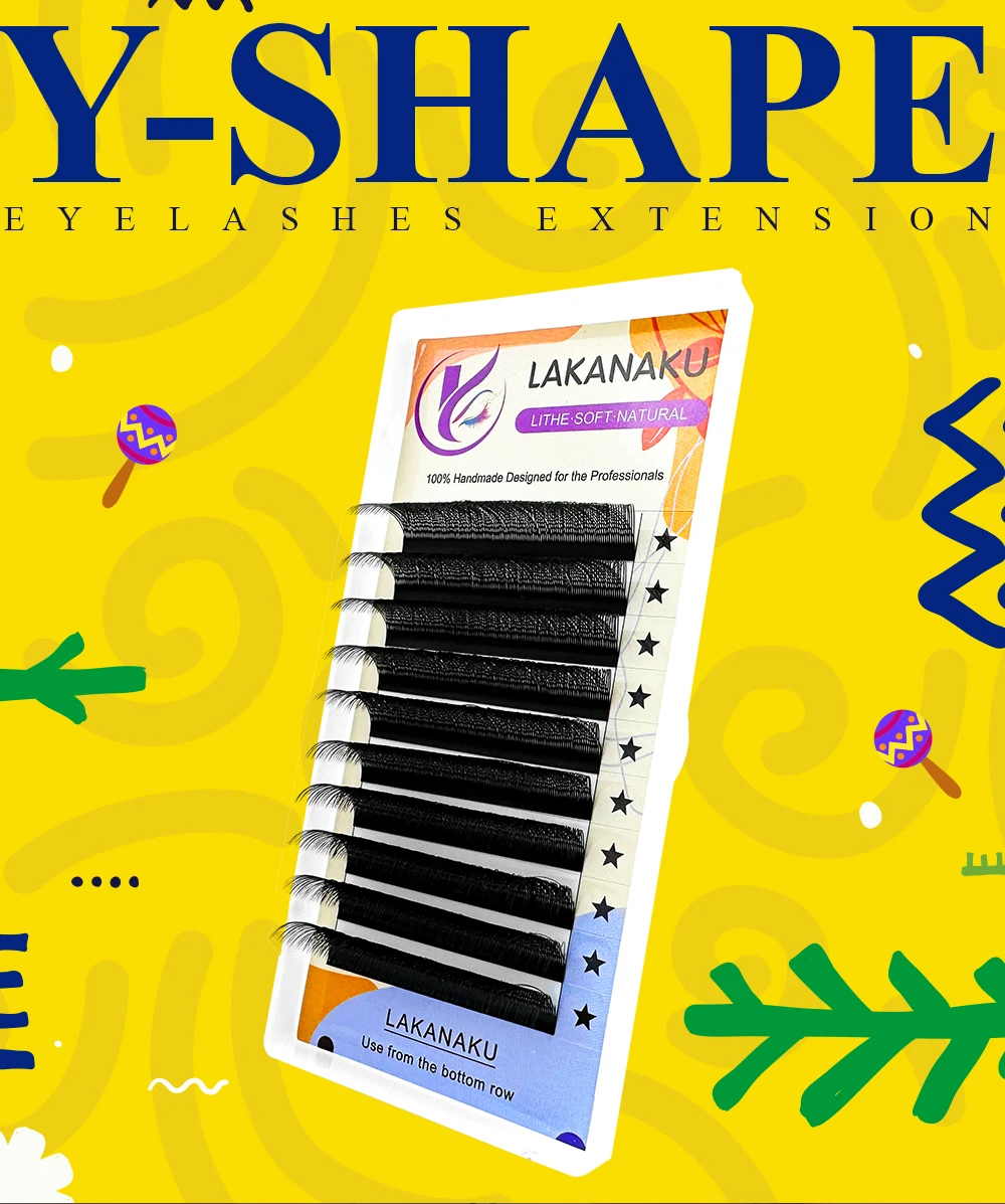 LAKANAKU YY Shape Volume Lashes Y Eyelash Extensions Cilia and Brazilian Volume Cashmere Mink Eyelash Extensions Cilios YY