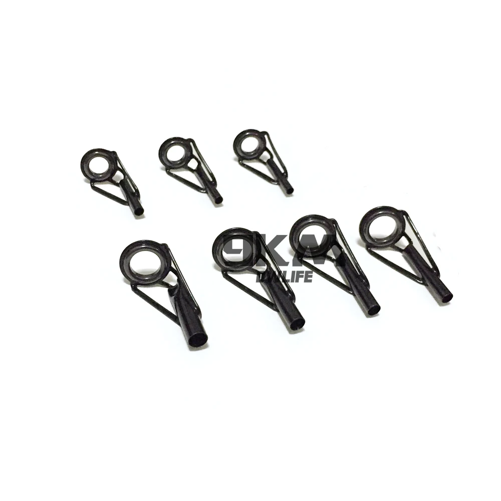 5Pcs Fishing Rod Tip Guides Repair Kit Stainless Steel Frames Ceramics Rings Black Rod Building Guide Eye Building Repair 6#~16#