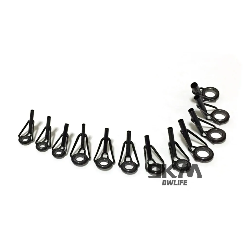 5Pcs Fishing Rod Tip Guides Repair Kit Stainless Steel Frames Ceramics Rings Black Rod Building Guide Eye Building Repair 6#~16#