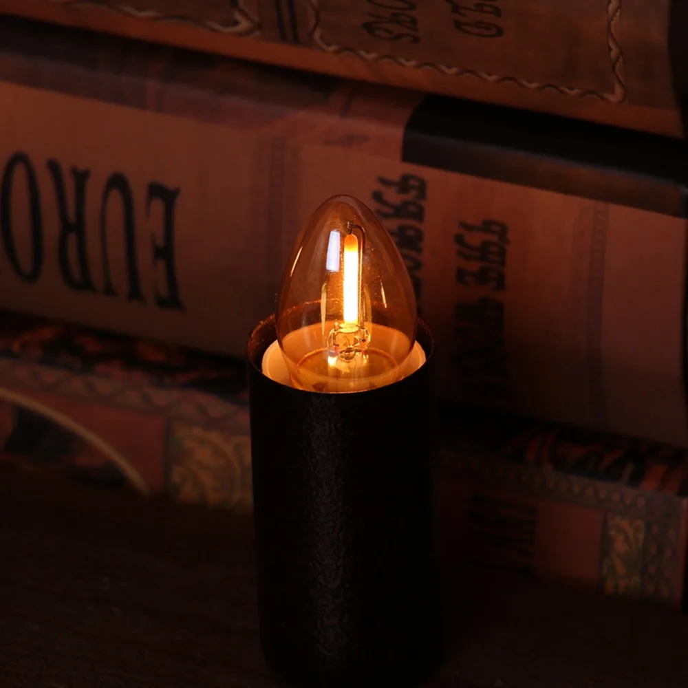 LED Night Light Bulbs C7 Chandelier E12 E14 Base Decorative Light Bulbs 0.5 Watts Party Small Candle Mini Bulb 2200K Amber Glass