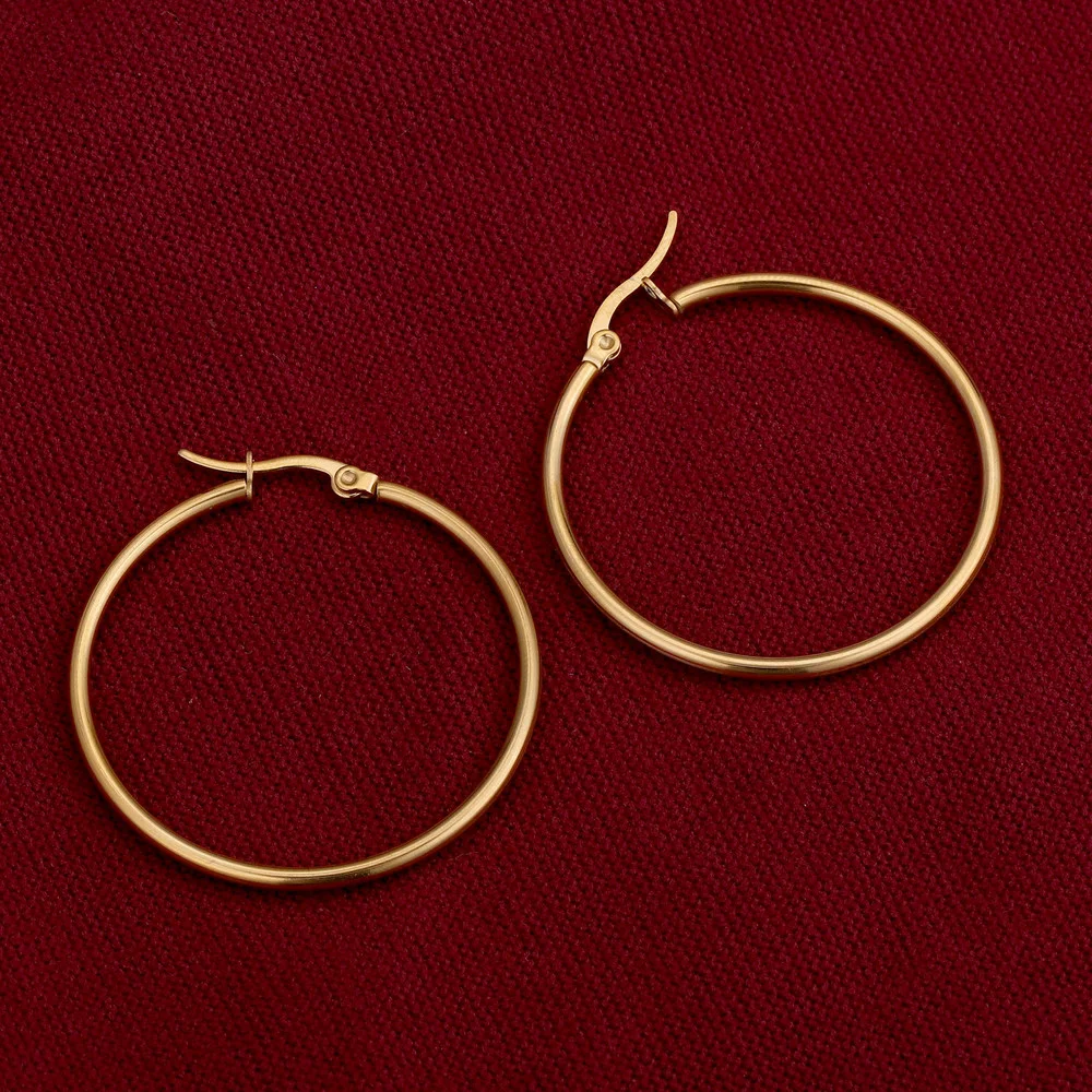 40 60 70 80mm Stainless Steel Exaggerate Large Big Smooth Circle Hoop Earrings Simple Party Round Loop Earrings for Women