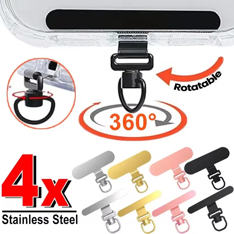 360 Rotating Phone Lanyard Clip Metal Stainless Steel Tether Tab Gasket Universal Anti-Lost Phone Strap Holder Adapter Connector