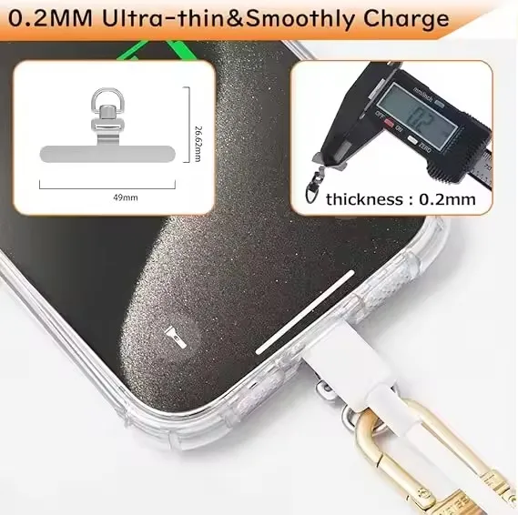 360 Rotating Phone Lanyard Clip Metal Stainless Steel Tether Tab Gasket Universal Anti-Lost Phone Strap Holder Adapter Connector