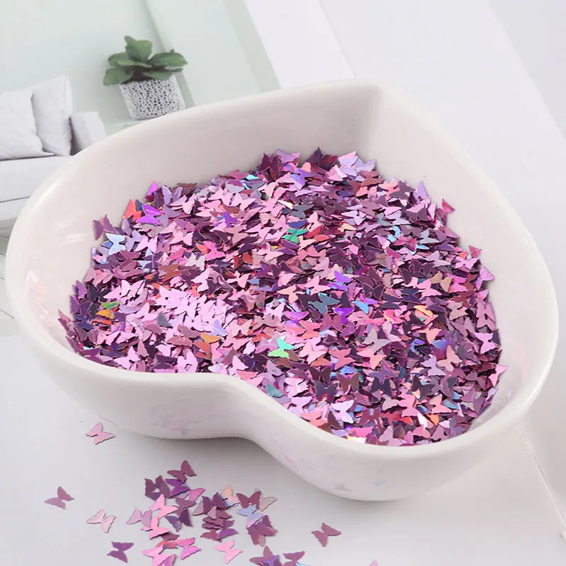 Ultrathin 3mm Butterfly Sequins Laser Glitter Nail Sequin Paillettes Eo-Friendly PET Sequin for Nails Art Wedding Decoration 10g