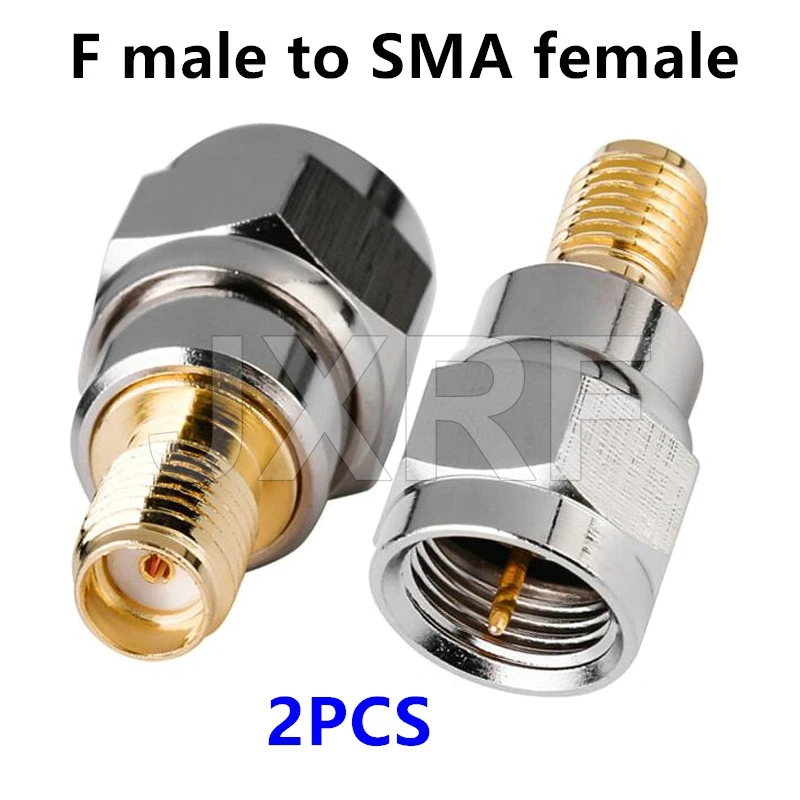 JXRF Connector 2pcs RF Coaxial Coax Adapter F Type Female Jack to SMA Male Plug Straight F Connector to SMA Connector